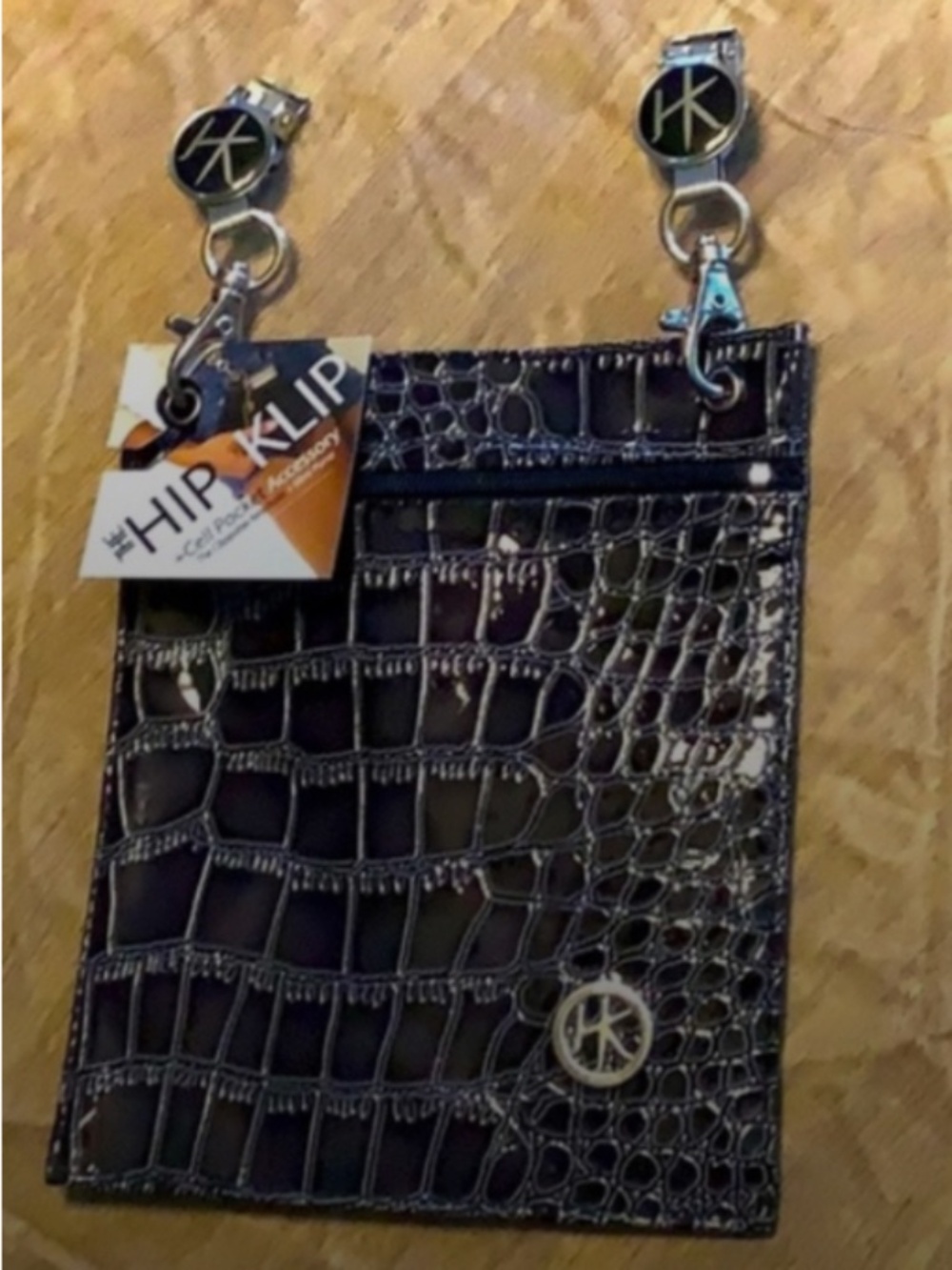 The Hip Klips cell pocket accessory, navy, 5-3/8" wide by 6-1/8" tall
